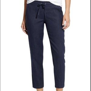 Athleta Linen Ankle Women's Pants 4 Blue Pockets
